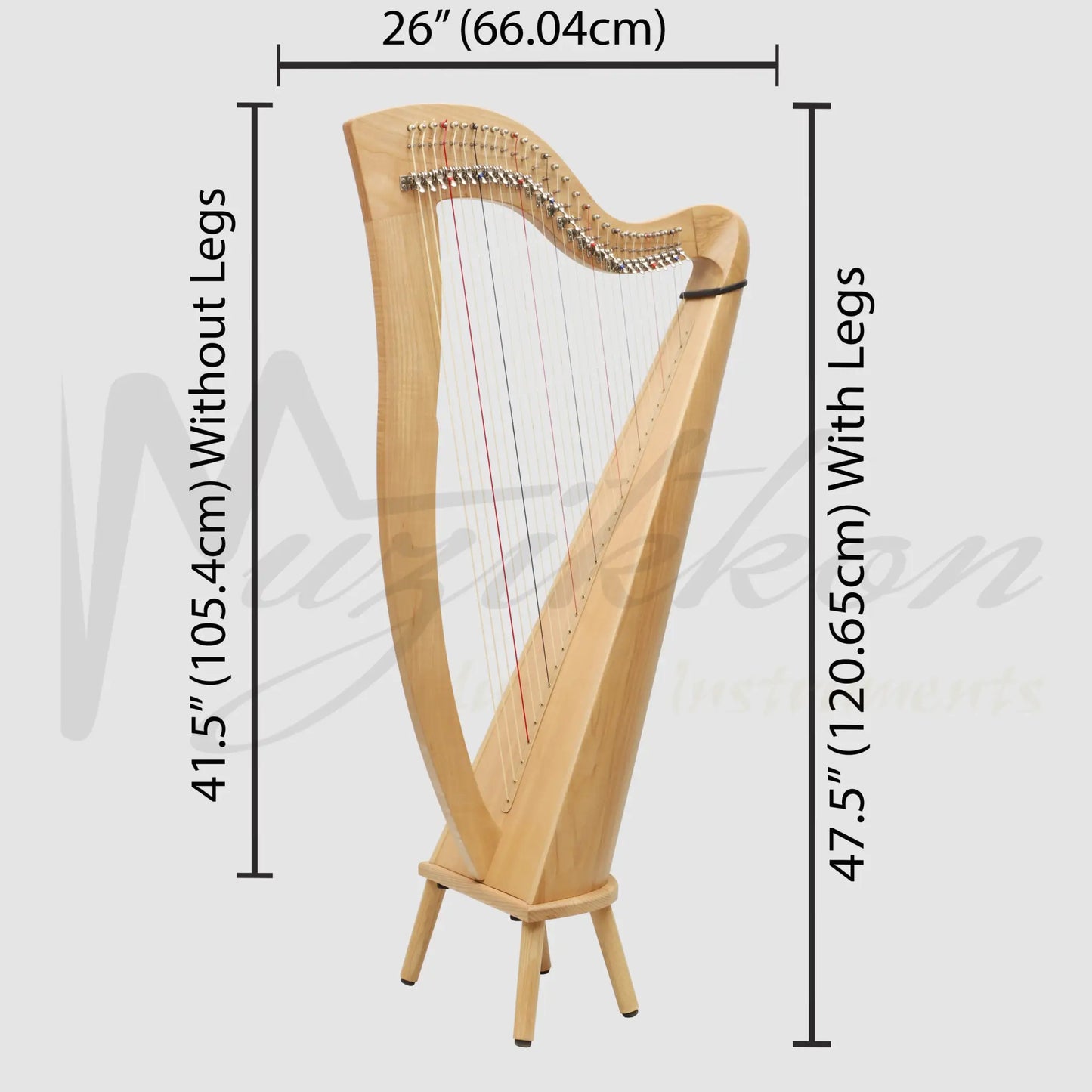 29 Strings McHugh Harp Round Back