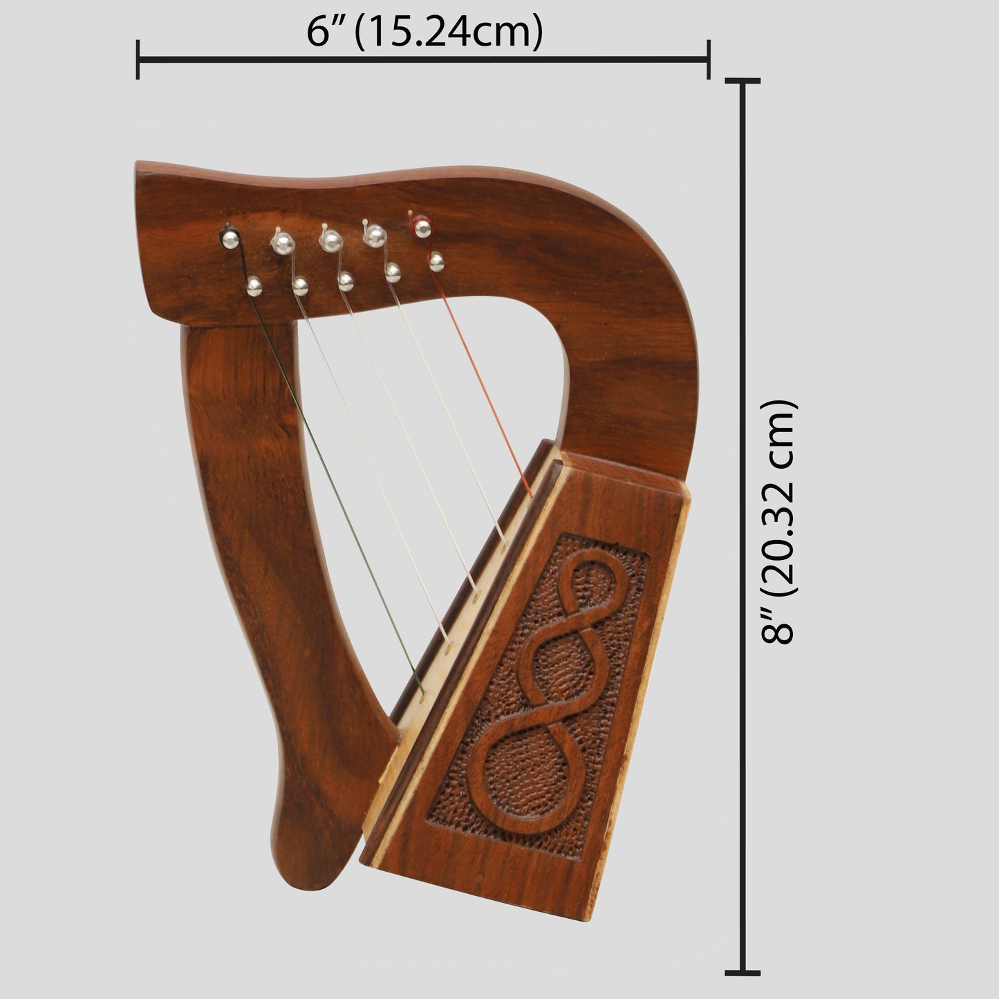Harpe O'Carolan, 5 cordes en palissandre avec entrelacs