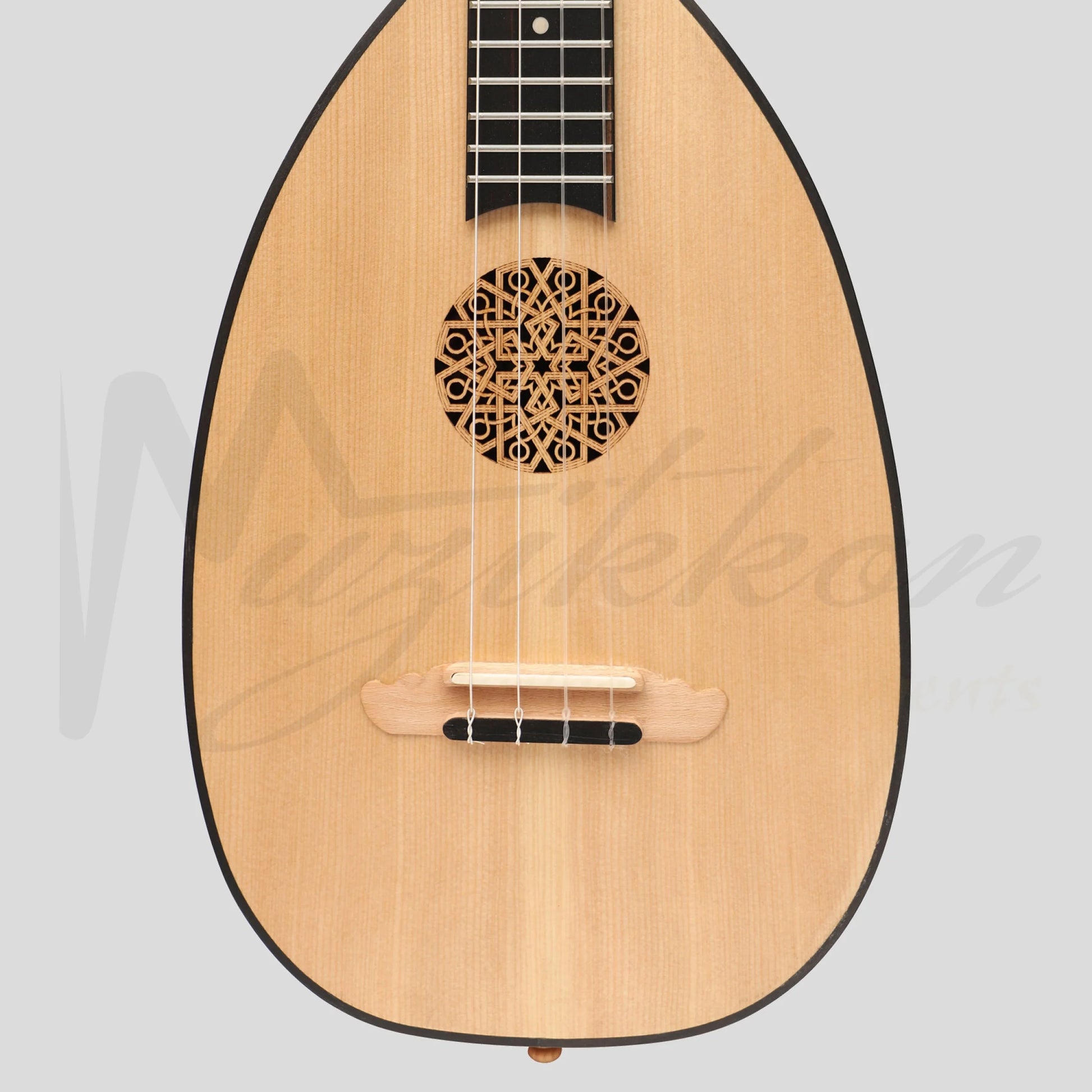 Heartland Baroque Ukulele 4 String Baritone Variegated Walnut And Lacewood Left Handed
