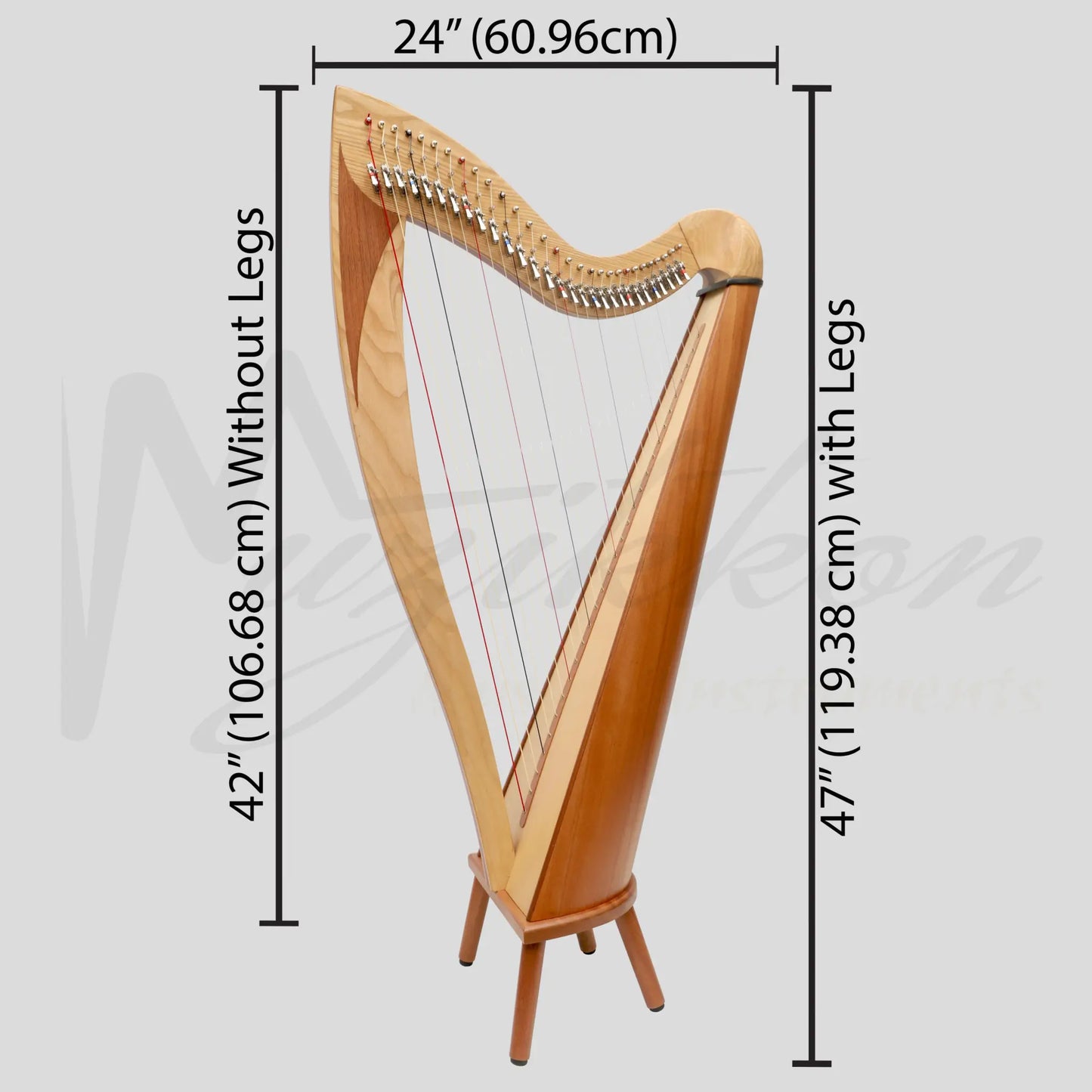Mchugh Atlas Harp 29 String Ash And Mahogany Roundback
