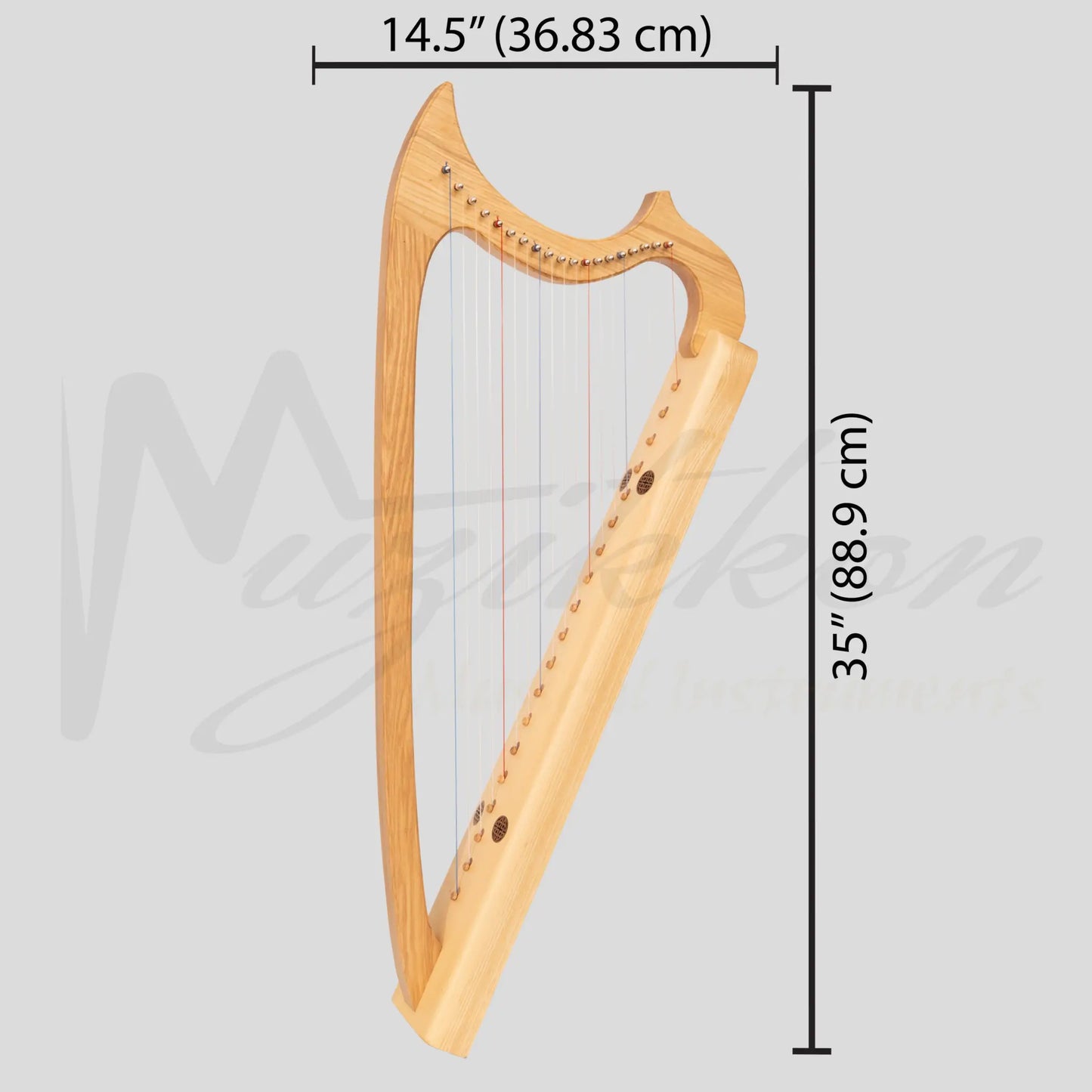 Muzikkon Gothic Harp 19 String Ashwood