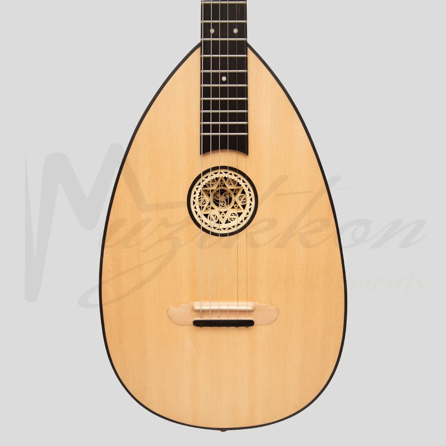 Muzikkon Lute Guitar 6 Steel Strings Variegated Lacewood Rosewood