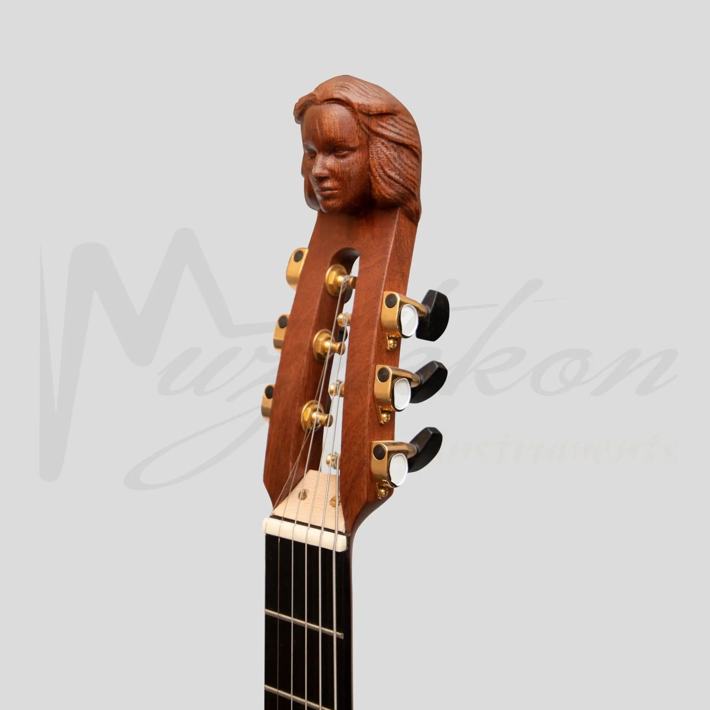 Muzikkon Lute Guitar 6 Steel Strings Variegated Lacewood Rosewood Left Handed