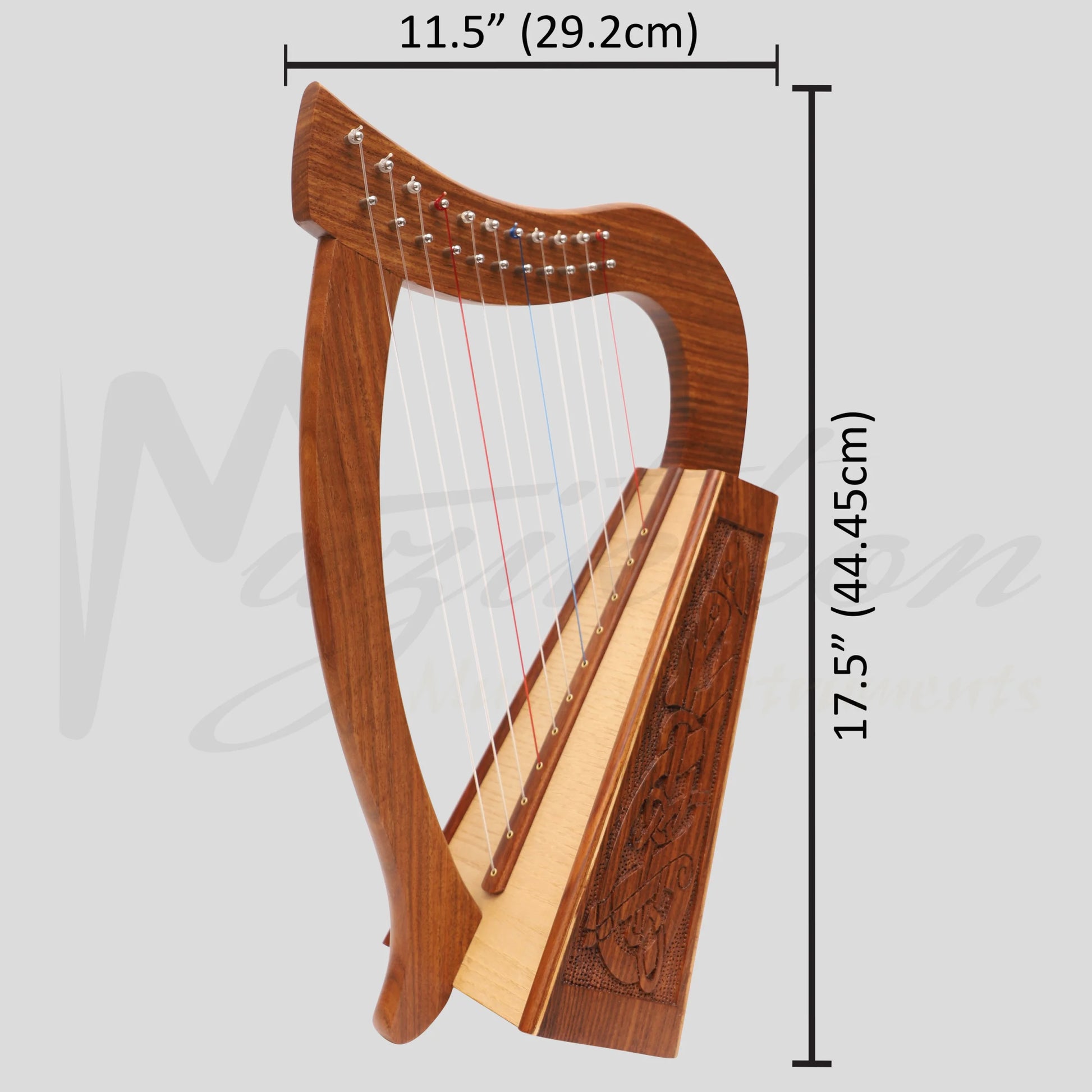Muzikkon O’carolan Harp 11 String Rosewood Celtic Dragon