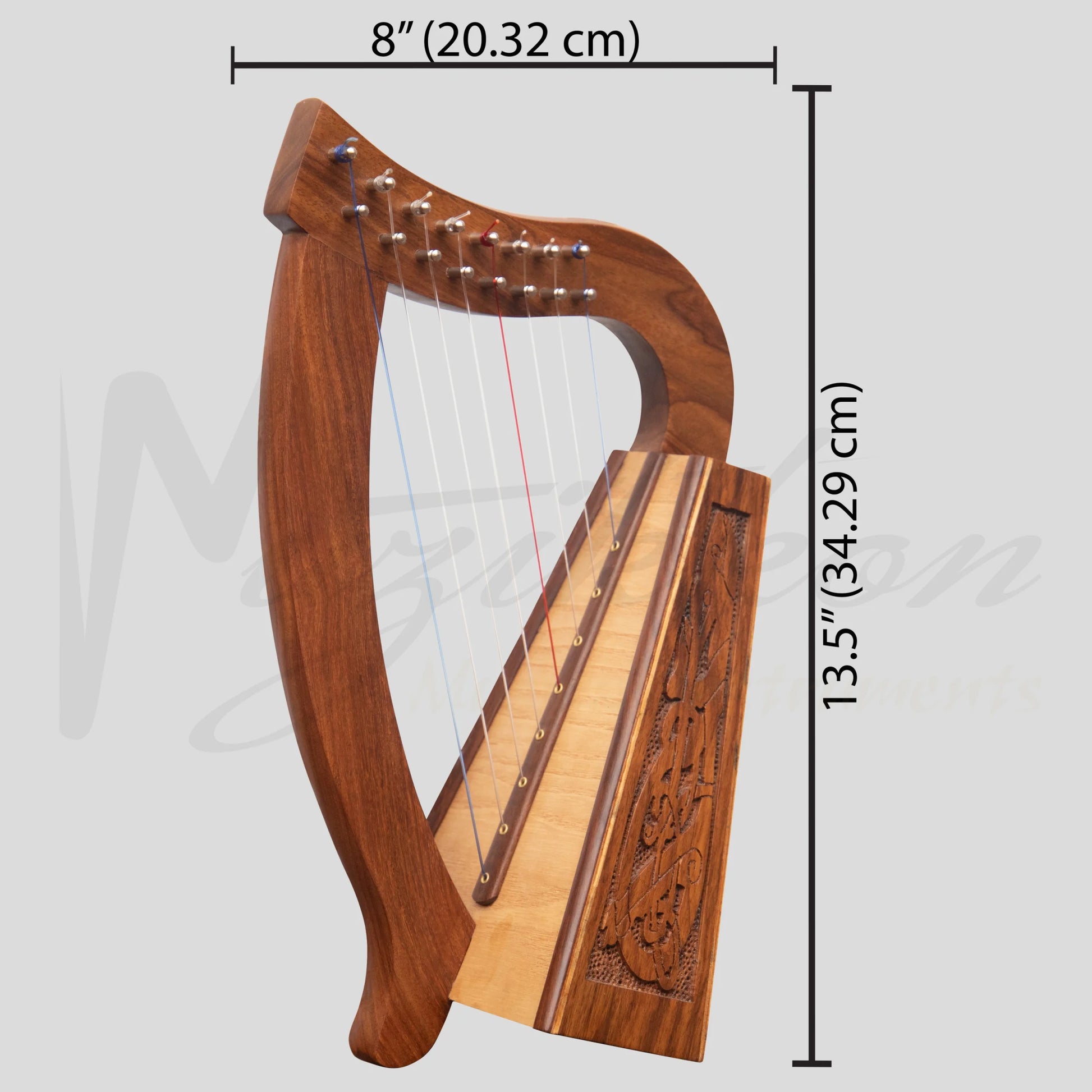 Muzikkon O’carolan Harp 8 String Rosewood Celtic Dragon Harp