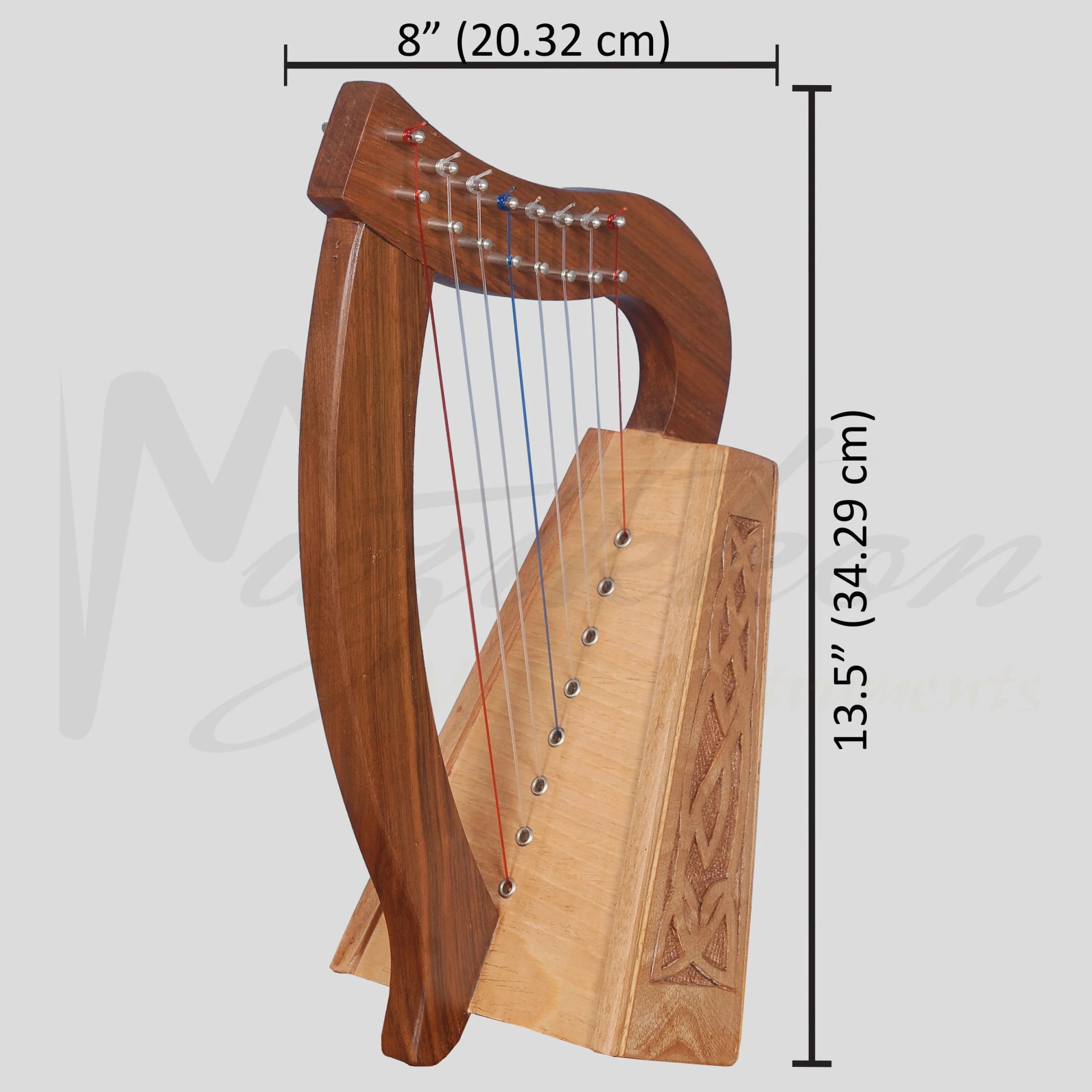 Muzikkon O’carolan Harp 8 Strings Walnut Knotwork
