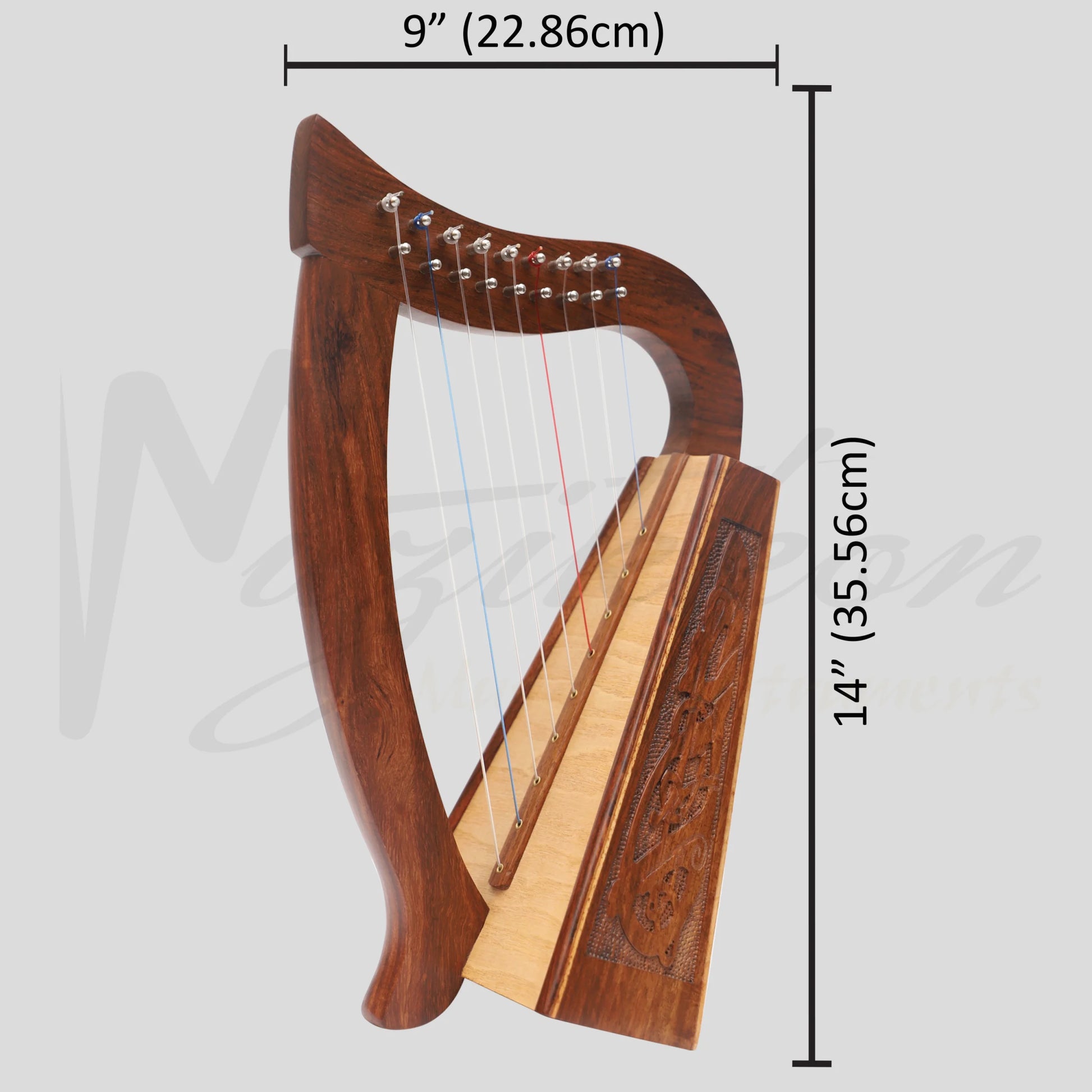 Muzikkon O’carolan Harp 9 Strings Rosewood Celtic Dragon