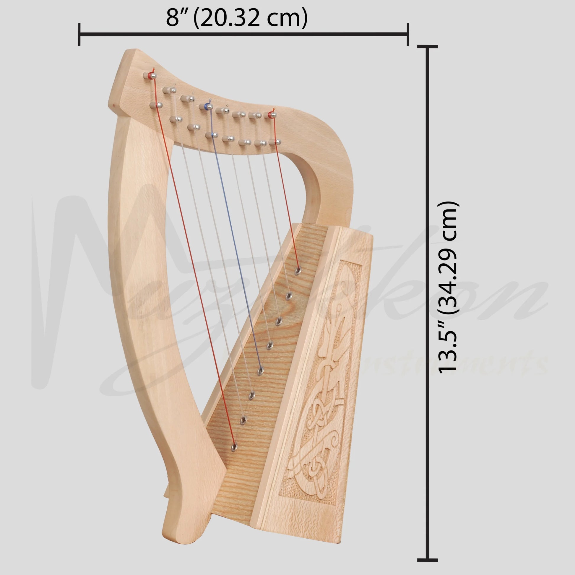 O’carolan Harp 8 String Lacewood Celtic Dragon