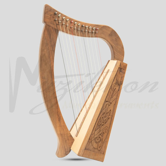 12 String O’Carolan Harp Celtic Dragon Walnut
