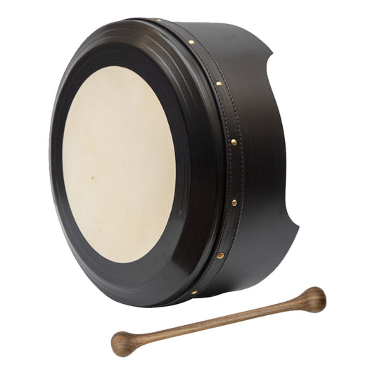 14"x6" Premium Muzikkon Bodhran mit Easy Tune System Black Finish T-Bar Deep-Rim