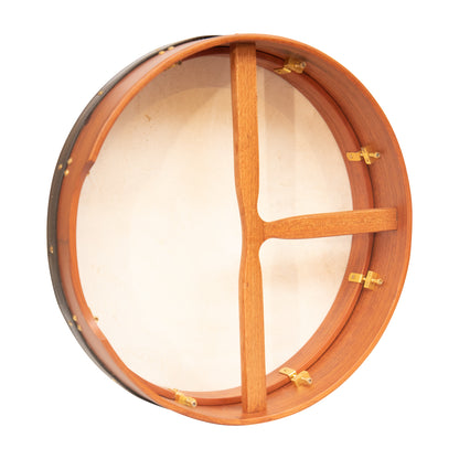 Muzikkon 18"X4" Heartland Tunable Irish Bodhran Drum with T-Bar & Taped Finish Deep Tune