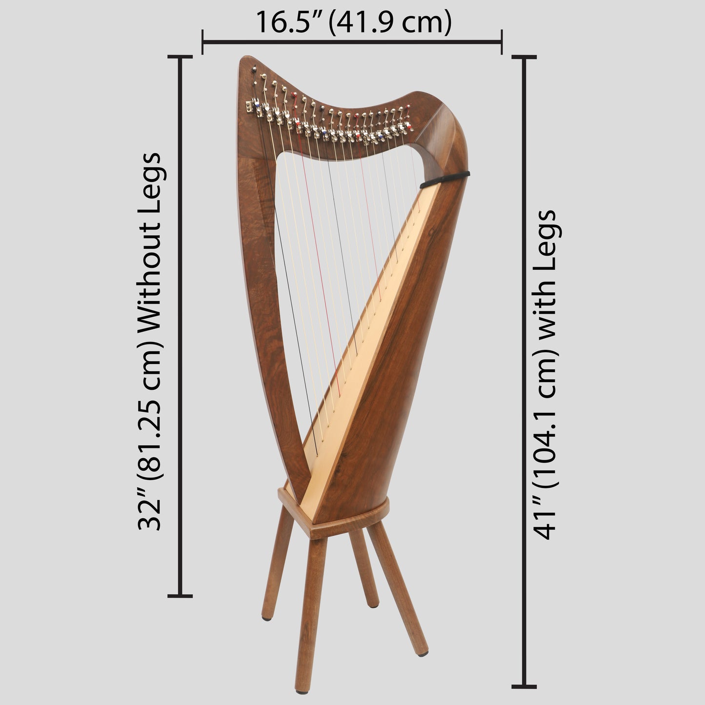 19 String Claddagh Harp Walnut