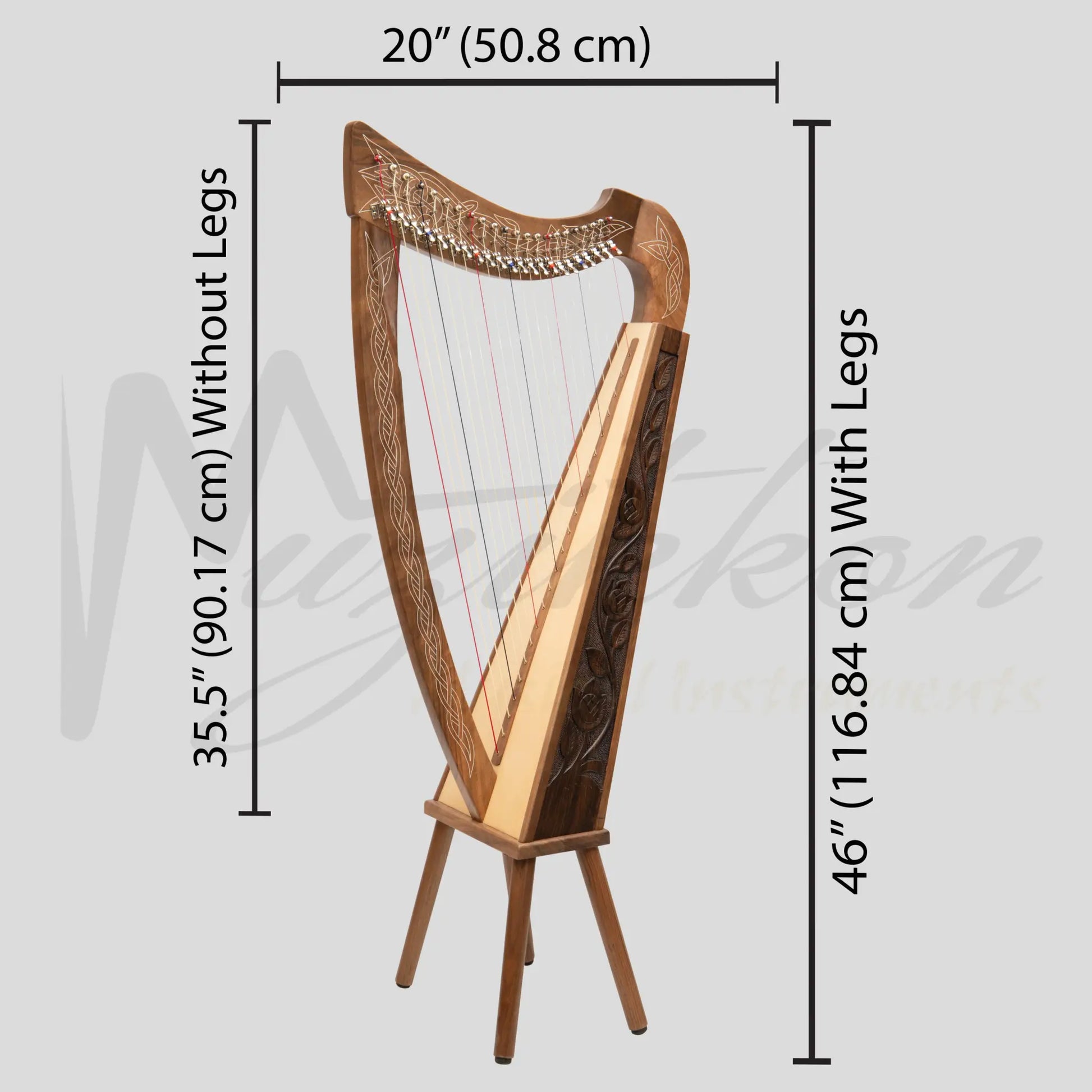 22 String Boru Harp Walnut