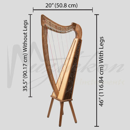 22 String Boru Harp Walnut