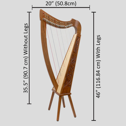 22 Saiten Trinity Harfe Rosenholz