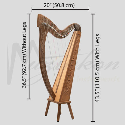 27 String Boru Harp Walnut