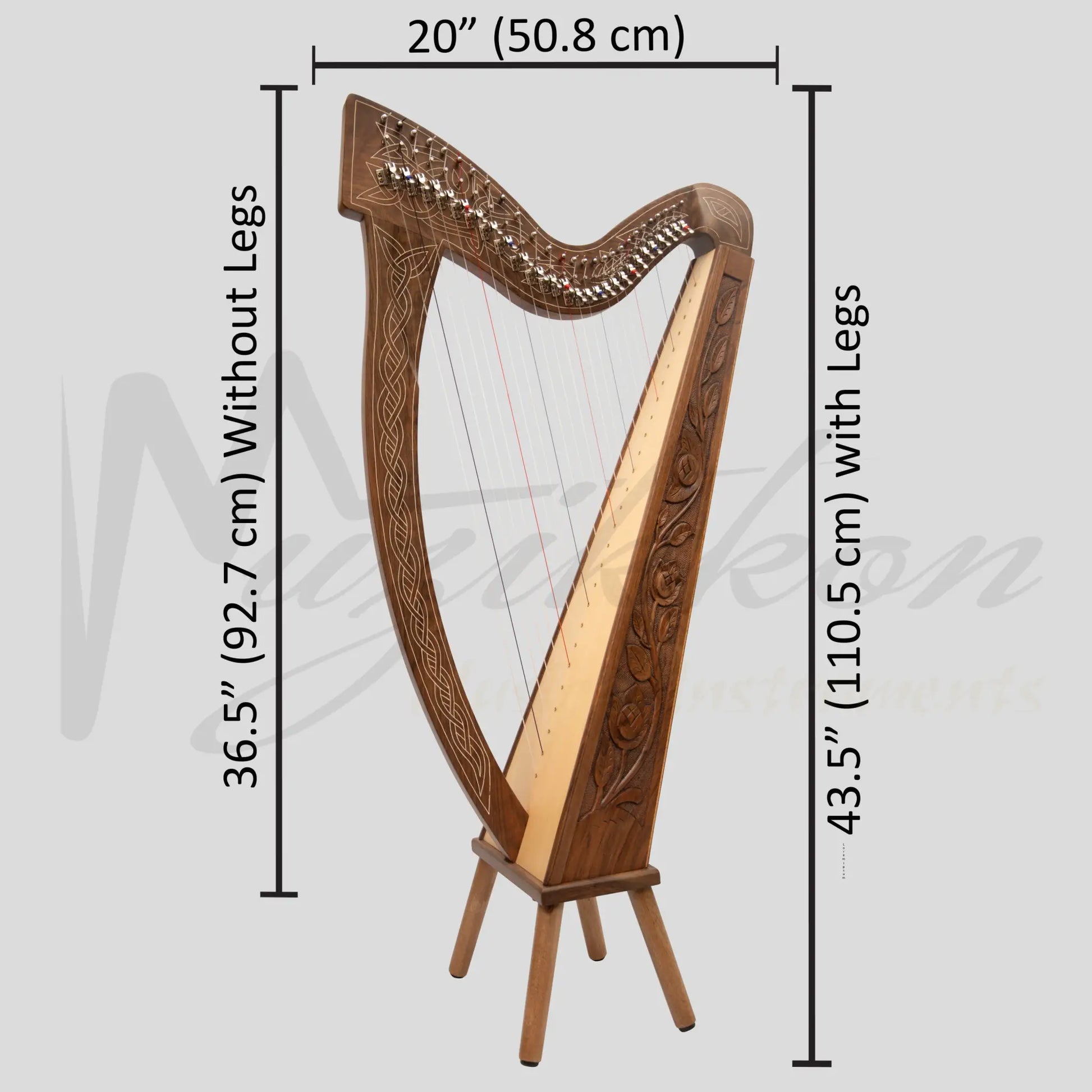 27 String Boru Harp Walnut