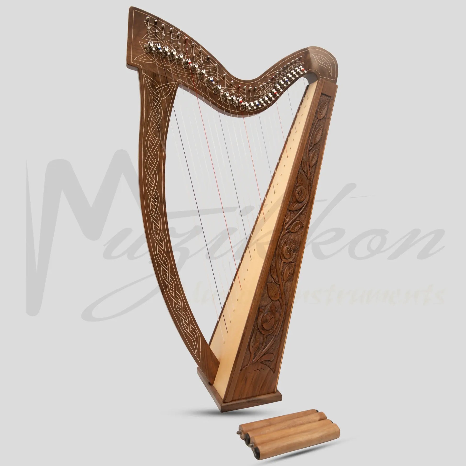 27 String Boru Harp Walnut