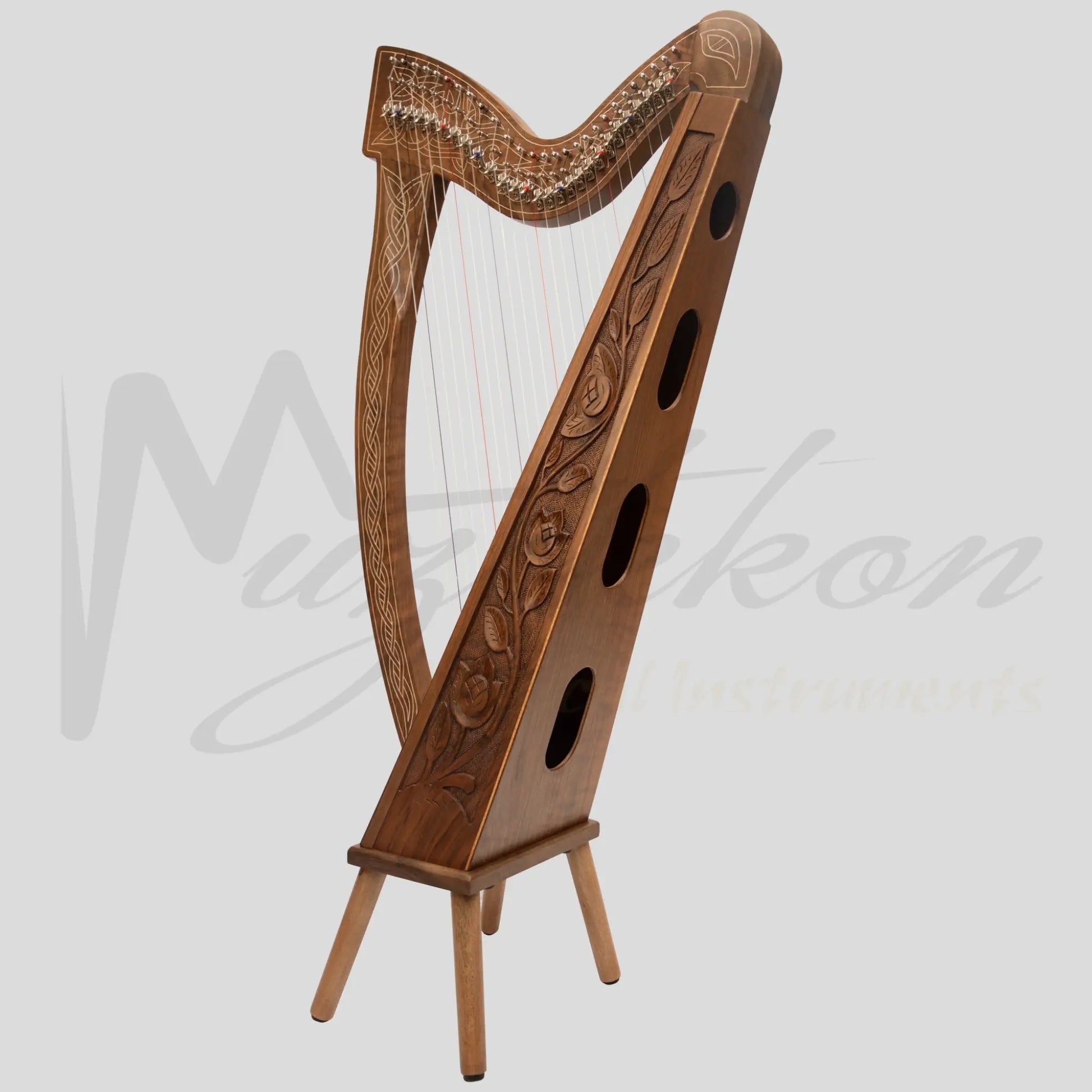 27 String Boru Harp Walnut