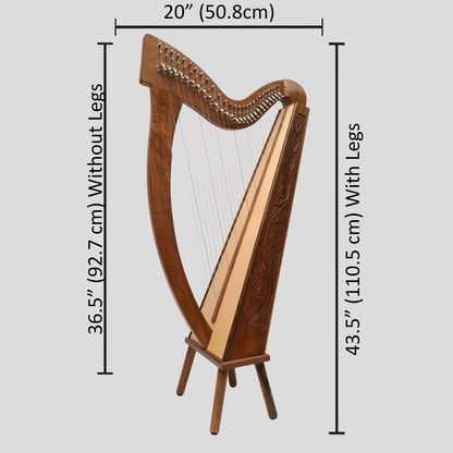 27 String Trinity Harfe Walnuss