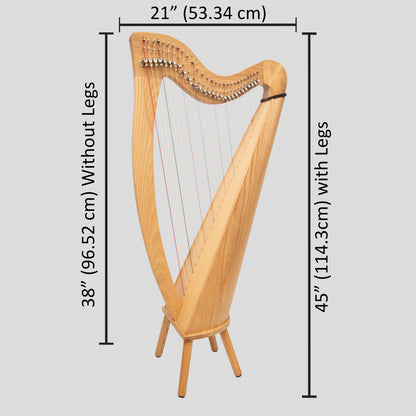 Muzikkon 28 String Claddagh Harp Ashwood