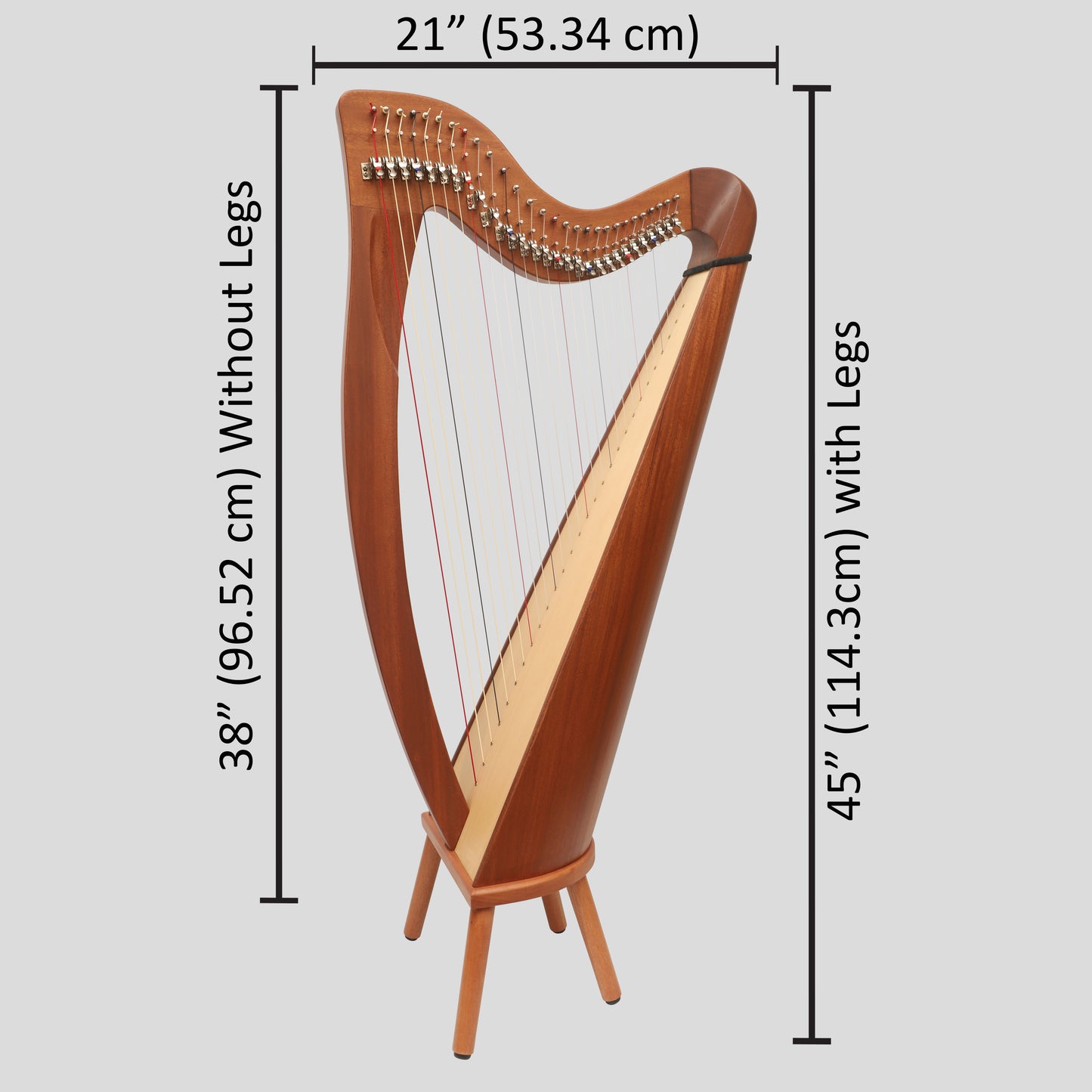 Muzikkon 28 corde claddagh arpa mogano