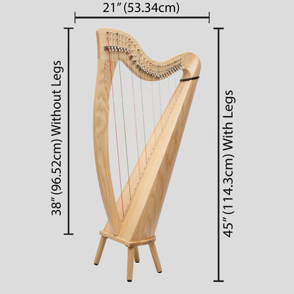 Muzikkon 28 String Claddagh Harp Ashwood