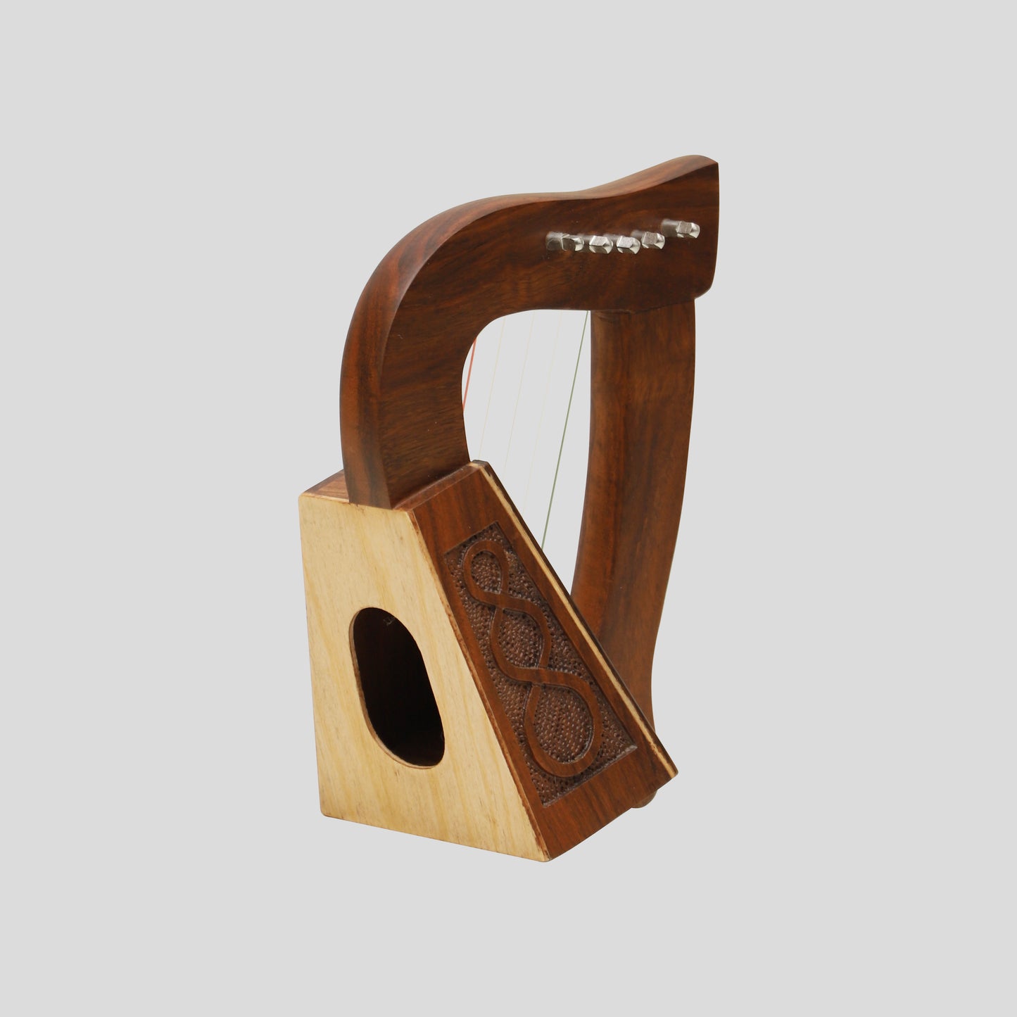 Harpe O'Carolan, 5 cordes en palissandre avec entrelacs