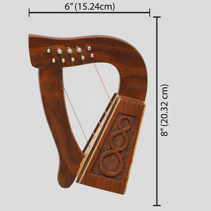 Harpe O'Carolan, 5 cordes en palissandre avec entrelacs