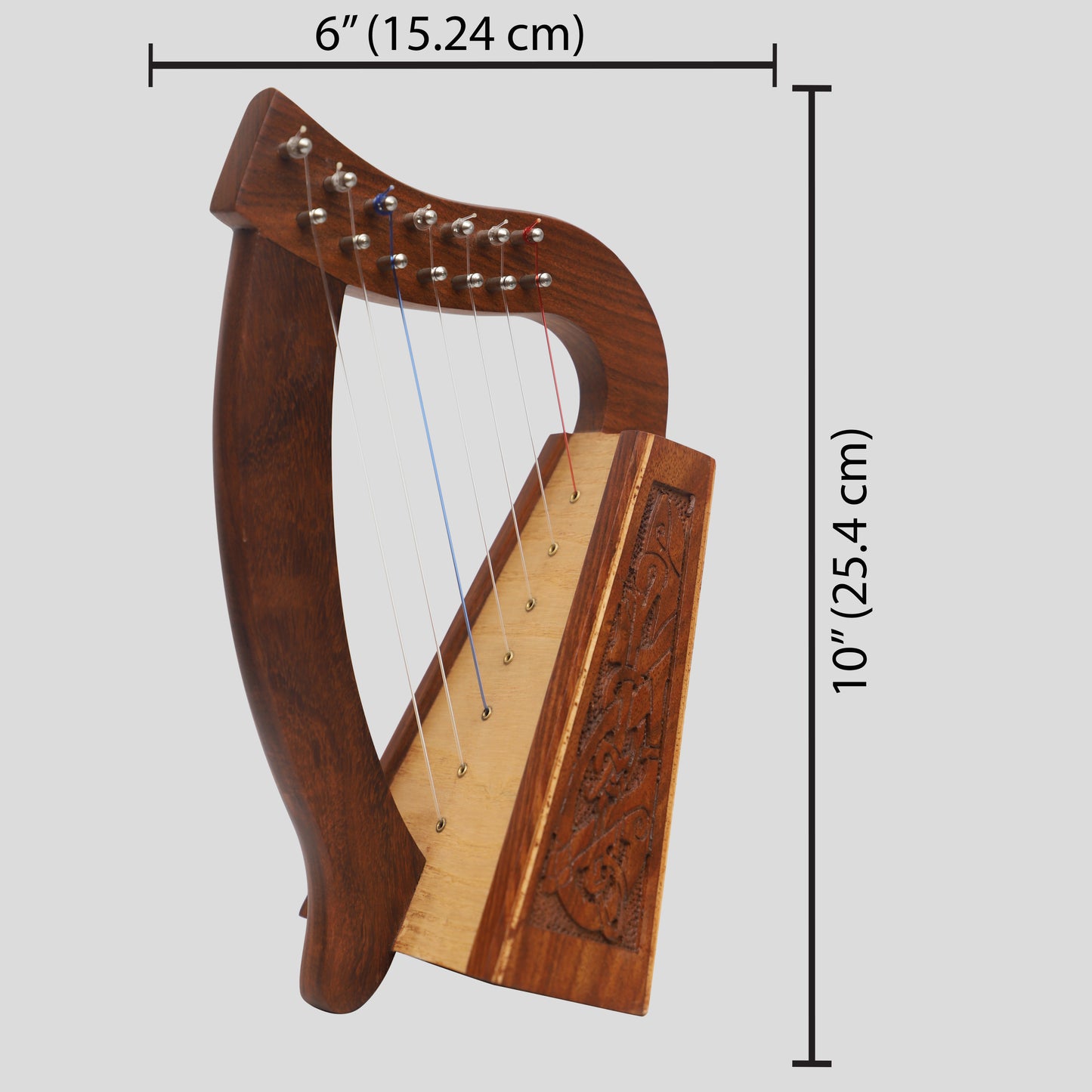 Muzikkon O'Carolan Harp, 7 String Rosewood Celtic Dragon