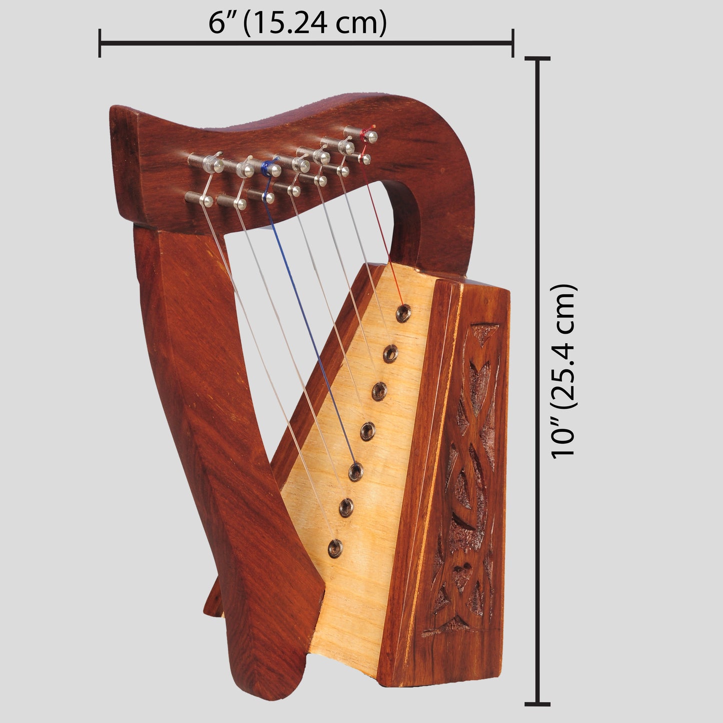 Muzikkon O'Carolan Arpa, 7 corde Rosewood Knotwork