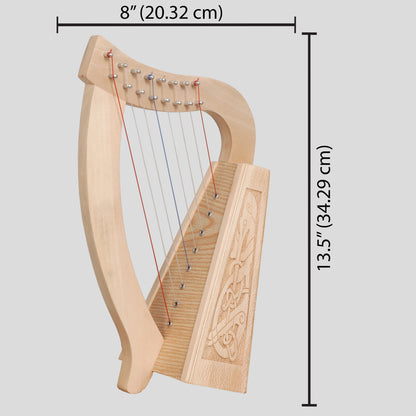 O'Carolan Harp, 8 String Lacewood Celtic Dragon