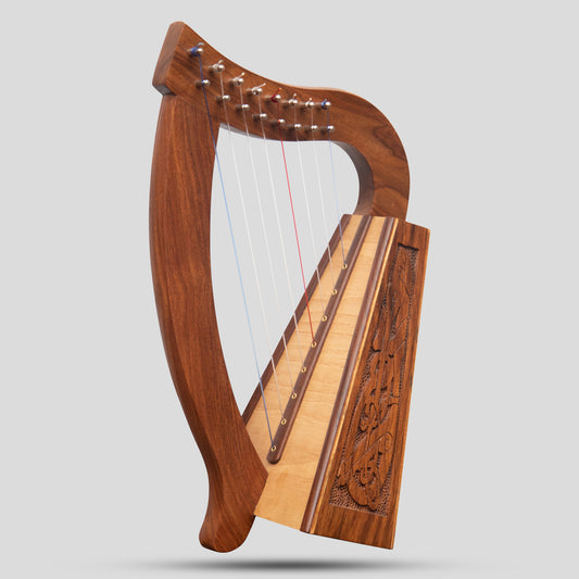 MUZIKKON O'CAROLAN HARP, 8 STRING ROSEWOOD CELTIC DRAGON