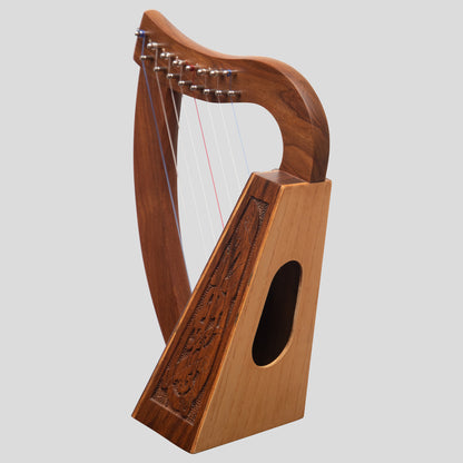 MUZIKKON O'CAROLAN HARP, 8 STRING ROSEWOOD CELTIC DRAGON