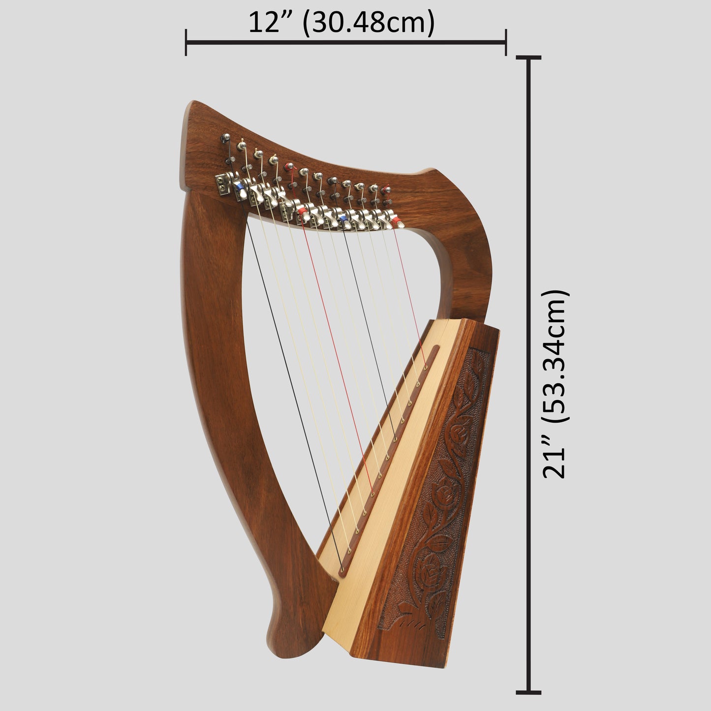 O'Carolan Harfe, 12 Saiten R-W mit Schleifhebeln