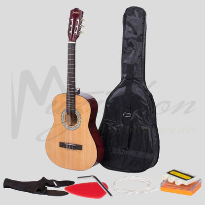 Heartland 3-4 Student Beginners Nylon Classic Guitar Pack Natural Finish