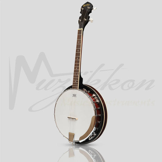 Heartland 4 String Banjo Closed Solid Back 17 Fret Left Handed Irish Tenor Short Scale