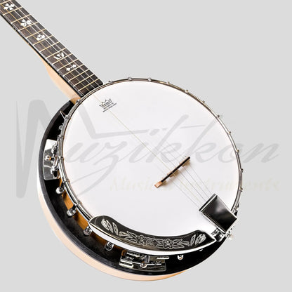 Heartland 5 String Deluxe Irish Banjo 24 Bracket With Closed Solid Back Maple Finish