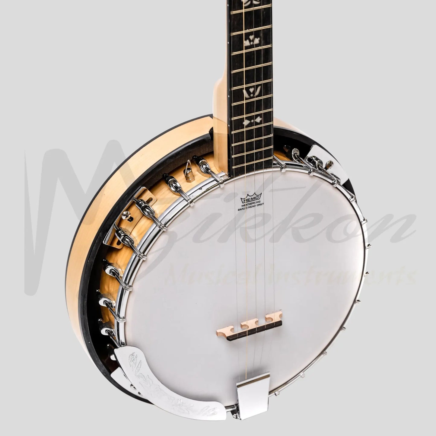 Heartland 5 String Deluxe Irish Banjo 24 Bracket With Closed Solid Back Maple Finish