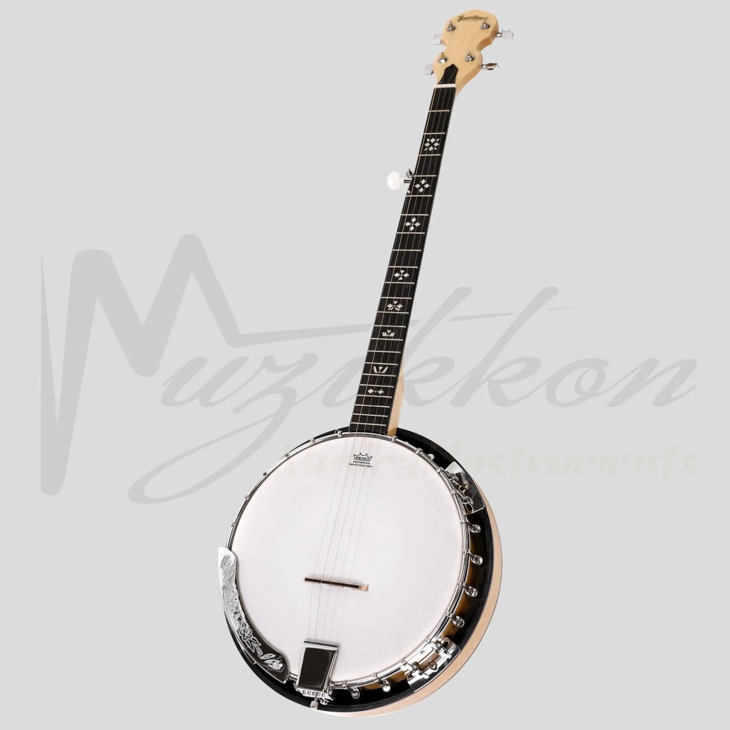 Heartland 5 String Deluxe Irish Banjo 24 Bracket With Closed Solid Back Maple Finish