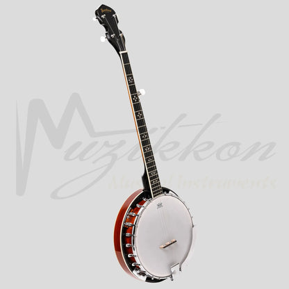 Heartland 5 String Irish Banjo Left Handed Player Series 24 Bracket With Closed Solid Back Sunburst