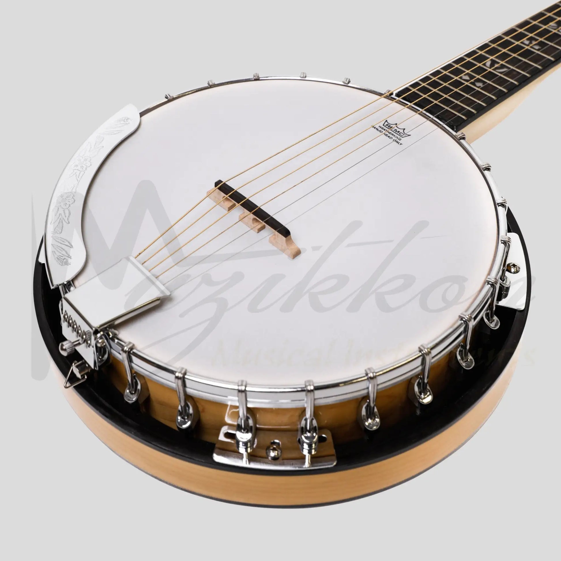 Heartland 6 String Deluxe Irish Banjo 24 Bracket With Closed Solid Back Maple Finish