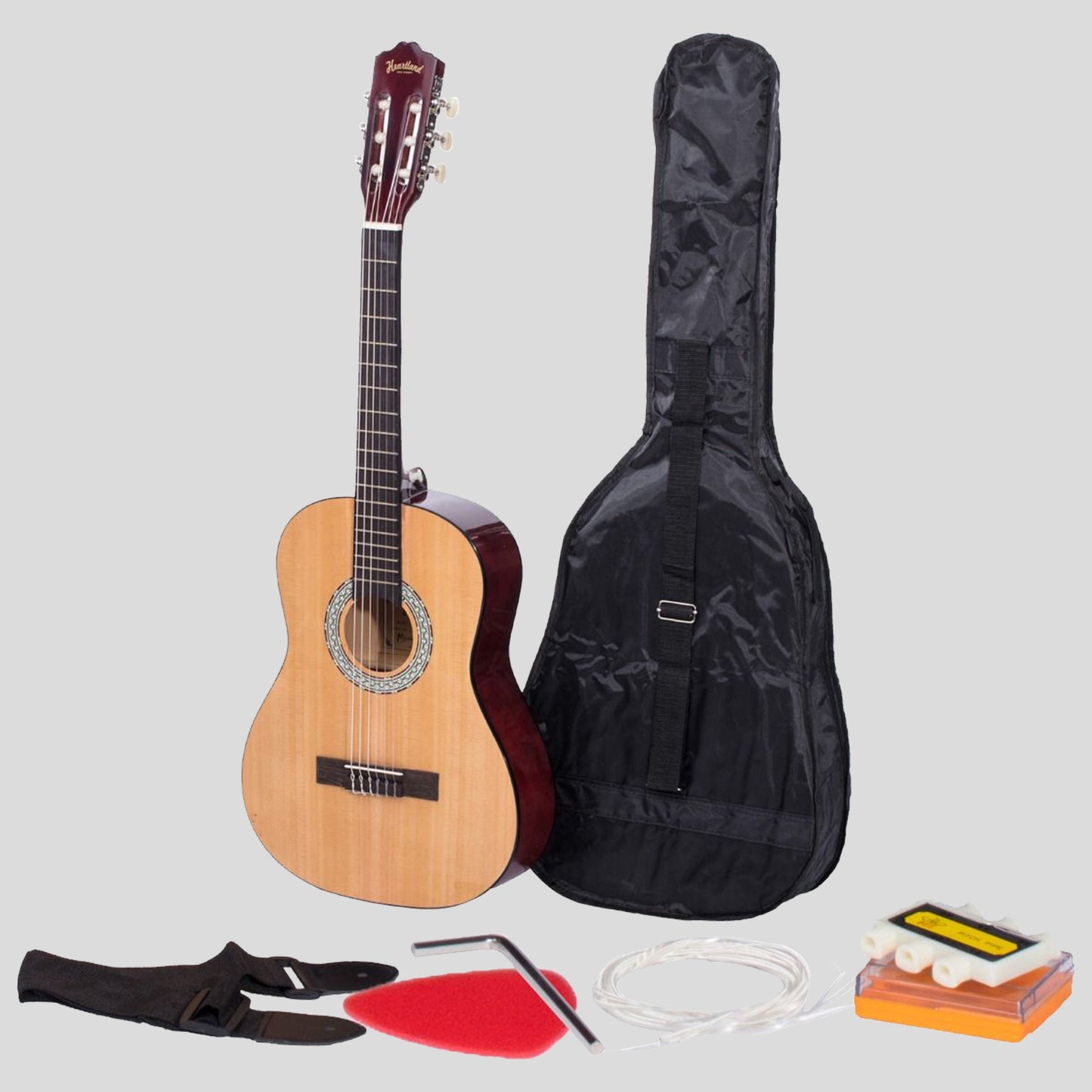 Heartland 3-4 Student Beginners Nylon Classic Guitar Pack Natural Finish