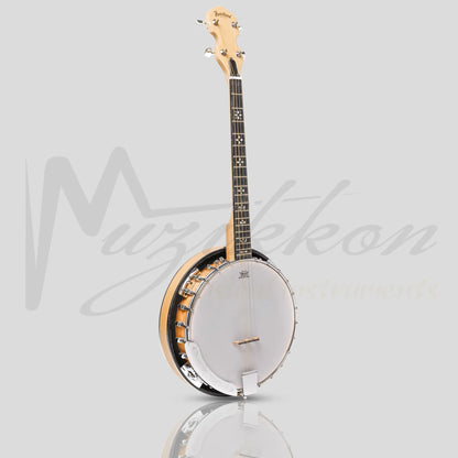 Heartland Deluxe Irish Tenor Banjo 19 Frets With 24 Bracket And Closed Solid Back Maple Finish