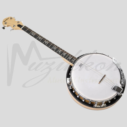 Heartland Deluxe Irish Tenor Banjo Left Handed 19 Frets 24 Bracket Closed Solid Back Maple Finish