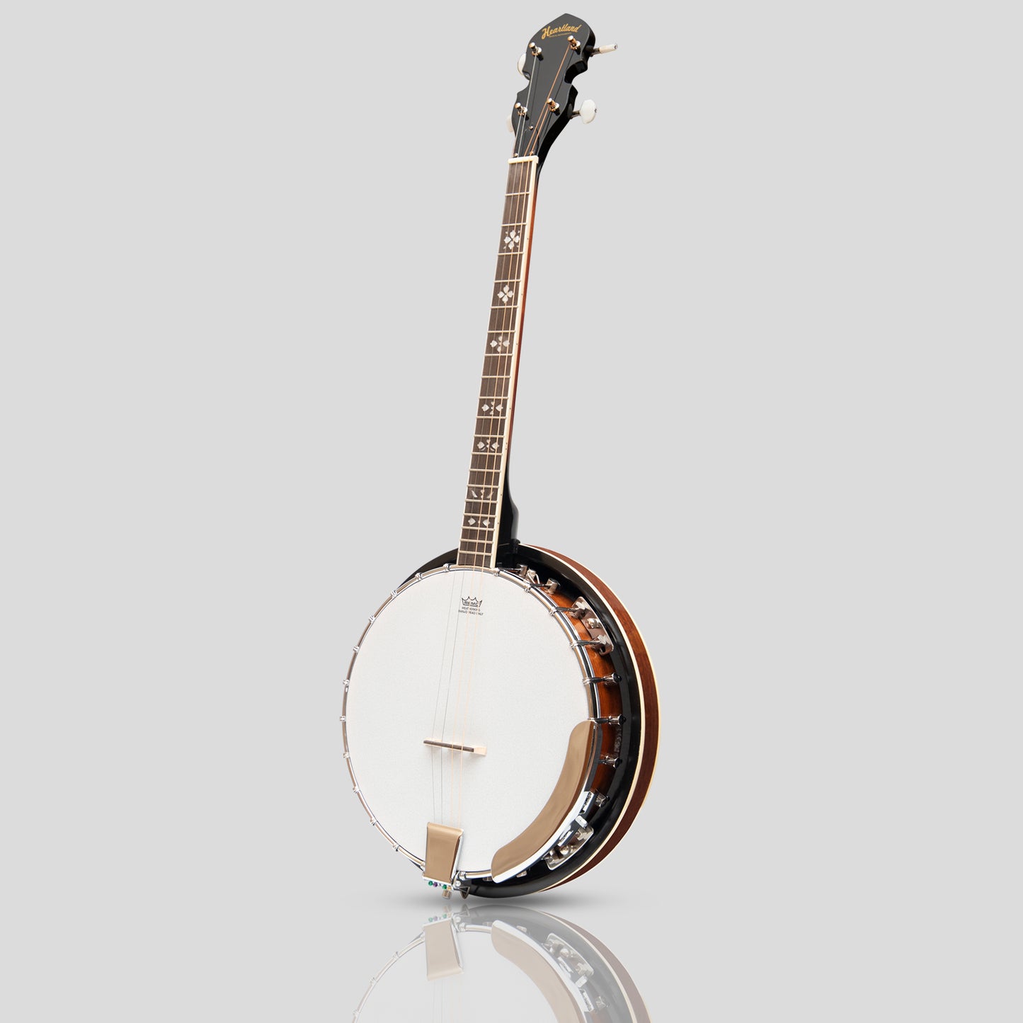 Heartland 4 String 19 Fret Irish Tenor Banjo serie di giocatori mancini con finitura chiusa Solid Back Sunburst