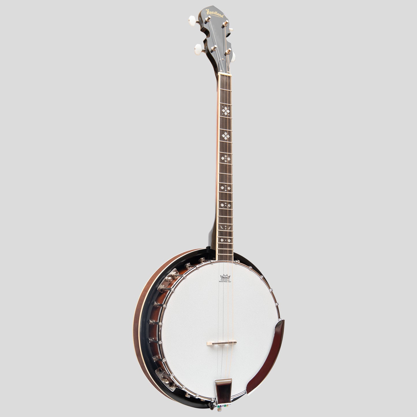 Heartland 4 String 19 Fret Irish Tenor Banjo serie di giocatori mancini con finitura chiusa Solid Back Sunburst