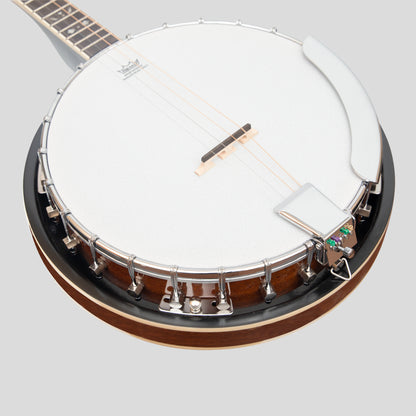 Heartland 4 String 19 Fret Irish Tenor Banjo serie di giocatori mancini con finitura chiusa Solid Back Sunburst