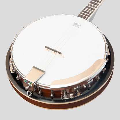 Heartland 4 String 19 Fret Irish Tenor Banjo serie di giocatori mancini con finitura chiusa Solid Back Sunburst