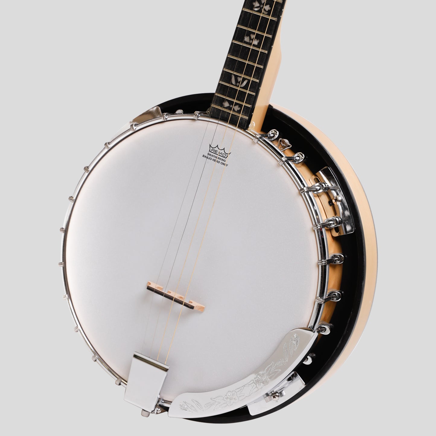 Heartland Deluxe Irish Tenor Banjo Linkshänder 19 Bünde 24 Bügel geschlossen Massiver Boden Ahorn Finish